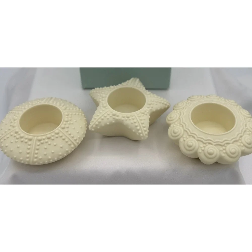 Partylite (3) Different Seashell Tealight Holders - Candle Holders NEW Open Box